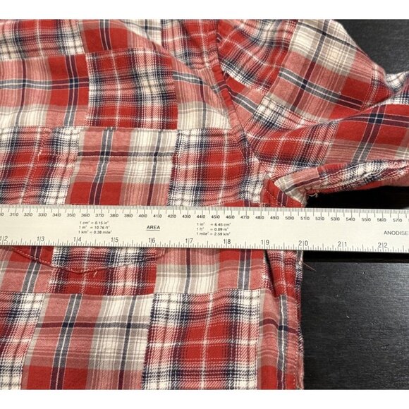 Lucky Brand Red Madras Plaid Western Flannel Button Up Shirt Mens Medium - Picture 10 of 11